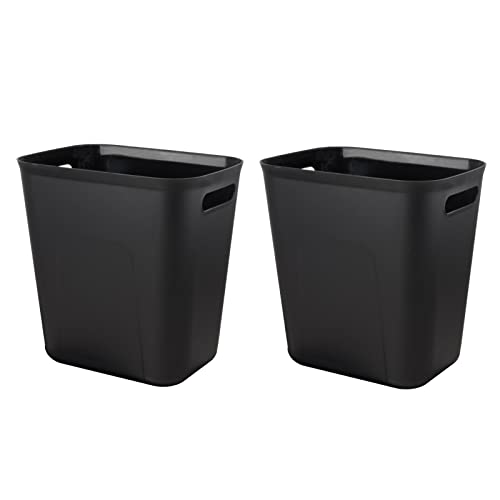 Plastic Small Bathroom Trash Can Wastebasket, 3.5 Gallon, Black, 2 Pack | Compact Sturdy Garbage Can for Bathroom, Laundry Room, Kitchen, Office, Kids Room, Dorm, Durable, Easy to Clean - color: Black, size: 3.5 Gallon/2 Pack