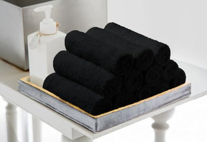 Avalon Towels Black Washcloths Bulk Pack of 36 (12x12 inches) - 100% Cotton Washcloths & Face Towels - Highly Absorbent & Soft Wash Cloths for Showering, Wash Rags for Body & Face Cloths - color: Black