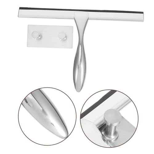 Shower Squeegee with Hook Holder for Bathroom Glass Stainless Steel Wiper Scraper 10-inch Blade for Mirrors and Tiles Streak-Free Design for Home Use