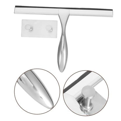 Shower Squeegee with Hook Holder for Bathroom Glass Stainless Steel Wiper Scraper 10-inch Blade for Mirrors and Tiles Streak-Free Design for Home Use