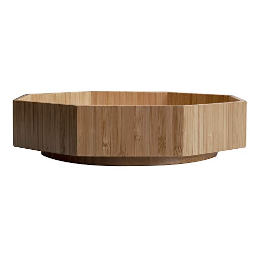 Bamboo 360 Rotating Bathroom Toiletry & Cosmetic Spinning Tray for Countertops and Vanity with Lazy Susan Turntable, 10” Diameter with 2” Ledge