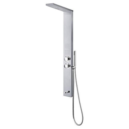 Sasha 59" Rainfall Bodyspray Shower Panel with Handheld Shower Wand and Thermostatic Valve, Stainless Steel