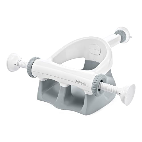 Ingenuity My Bath Seat for Sit-Up Baby Bathing, Sure & Secure Suction Cups, ASTM Safety Tested & Approved, Backrest for Assisted Sitting, Easy Setup & Storage, Gray - color: Gray