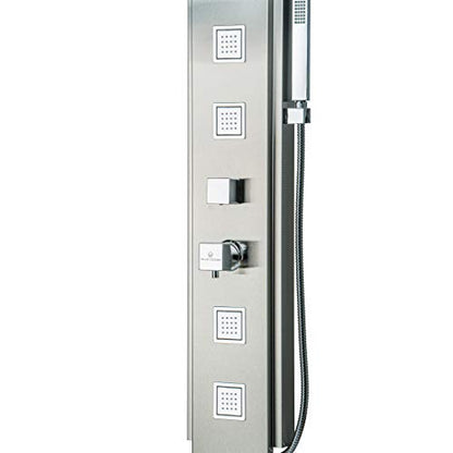 Blue Ocean 59 Inch Stainless Steel SPS8897 Shower Panel with Rainfall Shower Head, Body Nozzles, and Handheld Shower Head - style: 59 inch with 4 body Nozzles