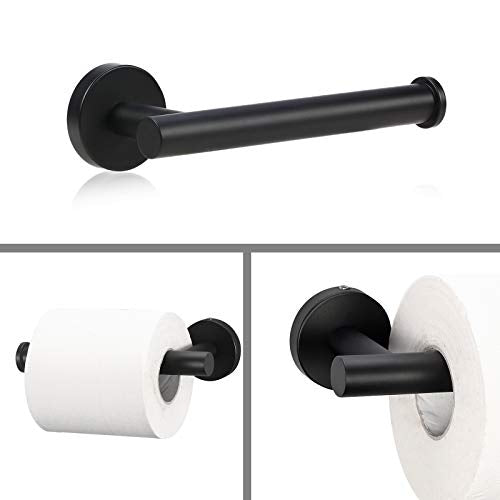 4 Pieces Bathroom Hardware Set-Towel Ring-Toilet Paper Roll Holder-Towel Hooks-Towel Bar Sets Heavy Duty SUS 304 Stainless Steel Wall Mount Bathroom Accessories,Matte Black - color: Matte Black-4