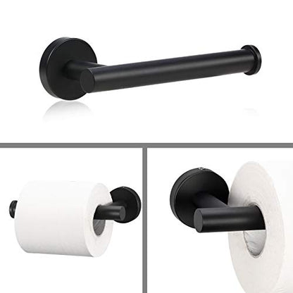4 Pieces Bathroom Hardware Set-Towel Ring-Toilet Paper Roll Holder-Towel Hooks-Towel Bar Sets Heavy Duty SUS 304 Stainless Steel Wall Mount Bathroom Accessories,Matte Black - color: Matte Black-4