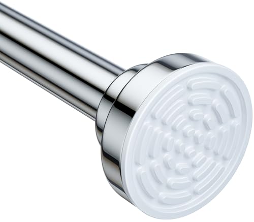 Ausemku Shower Curtain Rod - 32-43 Inch Rustproof Tension Rod, Non-Slip Spring Design, No Drilling Adjustable Curtain Rod for Bathroom, Kitchen, and Closet（Silver） - color: Silver, size: 32-43 IN