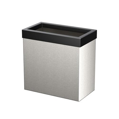 Gatco Modern Rectangle Wastebasket, Satin Nickel and Matte Black Combo - Stainless Steel Trash Can with Removable Lid, Leakproof, 3 Gallon Capacity for Bathroom, Bedroom, Kitchen, or Office - color: Satin Nickel / Matte Black