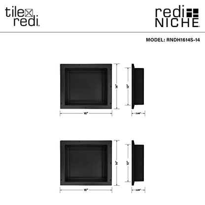 Tile Redi USA RNDH1614S-14 Niche Double Recessed Shower Shelf, Two Shelves, 14" H X 32" W, Black - size: 14" H X 32" W, style: 2 Shelves