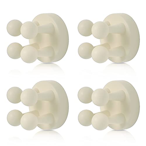 4 pcs Silicone Toothbrush Holder Multi-Function Hook Waterproof self Adhesive Single Toothbrush Hook Plug Holder for Wall for Hanging Bathroom Kitchen Living Room Office - color: White