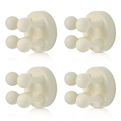 4 pcs Silicone Toothbrush Holder Multi-Function Hook Waterproof self Adhesive Single Toothbrush Hook Plug Holder for Wall for Hanging Bathroom Kitchen Living Room Office - color: White