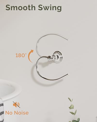 Chrome Towel Ring Wall Mounted for Bathroom, Hand Towel Holder | Polish 304 Stainless Steel Heavy Duty Towel Hanger Waterproof & Rustproof Towel Holder Raised Base - color: Chrome