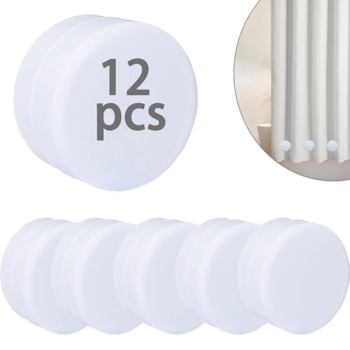 12 PCS Shower Curtain Weights Bottom Heavy Duty Weights Premium Magnets for Shower Curtain Liner Clips Added Weight, Work for Drapery, Tablecloth, Stop Shower Curtain Blowing in,(White) - color: White, size: 1.57"W x 1.57"L (Pack of 12)