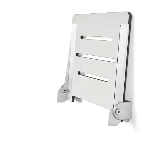 Seachrome 18 inch Silhouette Slimline Folding Wall Mount Shower Bench Seat, Light Gray Seat with Silver Frame - color: Light Gray With Silver Frame