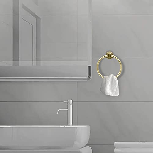 Stainless Steel Gold Towel Ring Hand Towel Holder for Wall Mounted Bathroom Towel Rack holder simple Round Towel Hanger (Brushed Gold) - color: Gold Towel Ring