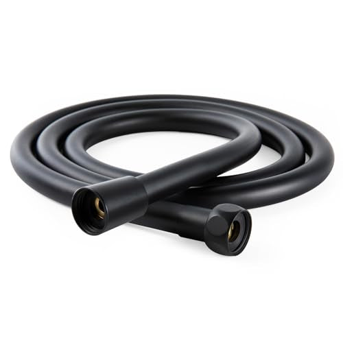 OFFO Ultra-Flex Shower Hose, 48 in Premium RV PVC Handheld Shower Head Hose Flex Hoses Extension with Brass Insert and Nut for Bathing Pet Bathing, Matte Black - color: Matte Black, size: 48 in