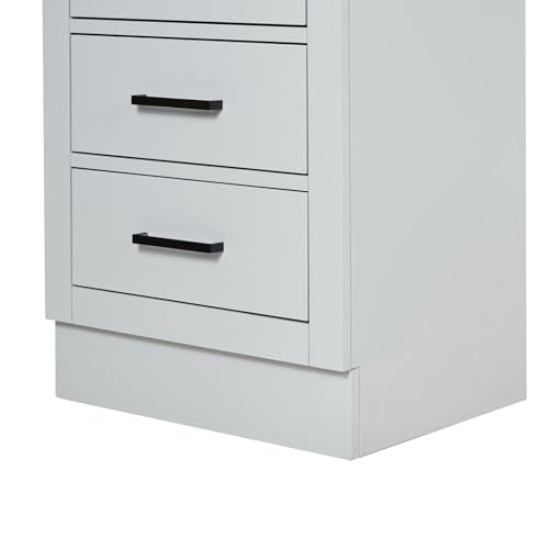 ARIEL Hepburn Bathroom Storage Cabinet - Solid Hevea Wood and Fully Assembled for Long-Lasting Durability and Sophisticated Finish, Freestanding Linen Bathroom Cabinet - 65”H x 20”W x 16”D, Grey - color: Grey, style: Hepburn
