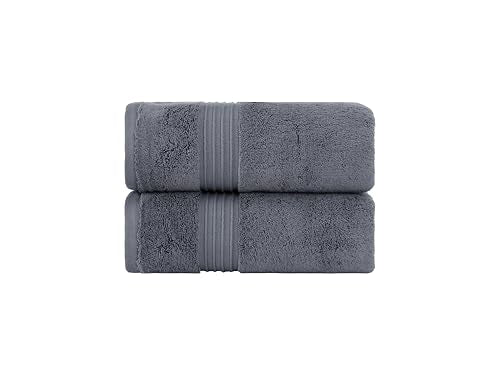 Milara Turkish Super-Plush Bathroom Hand Towels Set 2-Piece | Premium Cotton Hand Towels Set Absorbent, Durable with Hanging Loops | Anthracite (Dark Gray) Hand Towel, (16 x 30 Inches) - color: Anthracite (Dark Gray), size: Hand Towel (2 Pcs) - 16" x 30"