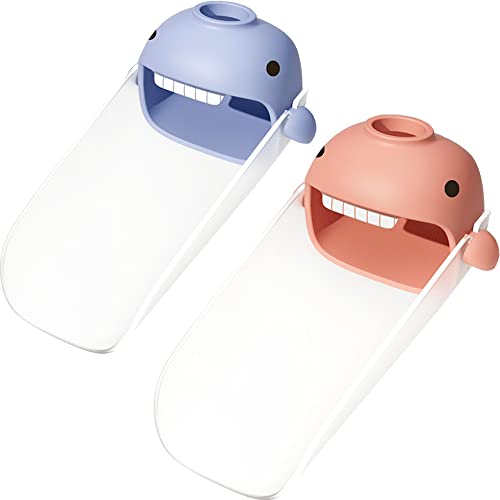 Faucet Extender for Toddlers and Kids, fits Sink spout tub for Kitchen and Bathroom. Promotes Hand Washing, Hygiene Awareness Independence. Cartoon Design w/Universal fits(Blue, Pink, 2PCS) - color: Blue Pink