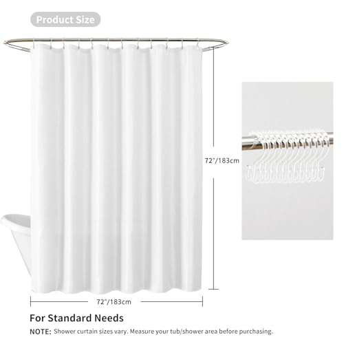 QiyI 3 in 1 Waffle Shower Curtain Set with Liner, White, 72 x 72 | Shower Curtain and Liner Set with Hooks, Waterproof Bathroom Curtain with PEVA Liner & 12 Double Sided Clear Plastic Rings - color: White, size: 72"W x 72"L (Pack of 1)