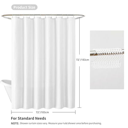 QiyI 3 in 1 Waffle Shower Curtain Set with Liner, White, 72 x 72 | Shower Curtain and Liner Set with Hooks, Waterproof Bathroom Curtain with PEVA Liner & 12 Double Sided Clear Plastic Rings - color: White, size: 72"W x 72"L (Pack of 1)