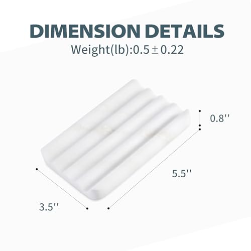 2 Pcs Soap Holder for Bathroom, Marble Soap Dish for Kitchen Countertop, Soap Tray with Creative Wavy Design, Soap Saver for Bath Tub, Sponges, African Natural Stone(Namib Bianco) - color: Namib Bianco