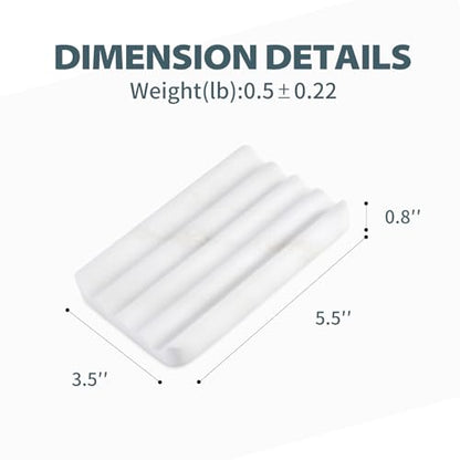 2 Pcs Soap Holder for Bathroom, Marble Soap Dish for Kitchen Countertop, Soap Tray with Creative Wavy Design, Soap Saver for Bath Tub, Sponges, African Natural Stone(Namib Bianco) - color: Namib Bianco