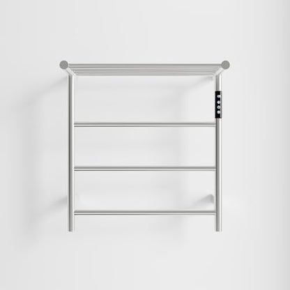 Towel Warmers for Bathroom, Stainless Steel Heated Towel Racks with Top Shelf, Wall Mounted Towel Heater with Intelligent Touch Screen Timer & Temperature Adjustment, Plug-in/Hard-Wired - color: Brushed Nickel, size: 3-Bar with Top Shelf