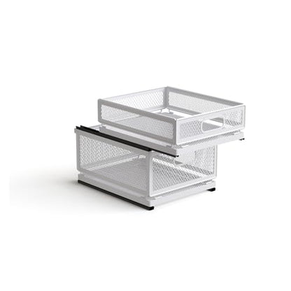 Pull Out Cabinet Organizer, Slide Out Drawers Fixed with Adhesive Nano Film, Pantry Shelves Sliding Drawer Storage Organization for Kitchen (Double Layer 11.8 * 9.4 * 10inch/30 * 24 * 25.5cm) - size: 11.8*9.4*10inch/30*24*25.5cm