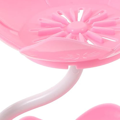 TOYANDONA Double Layer Lotus Soap Dish with Drain Pink Plastic Soap Holder Storage Rack for Bathroom Wall Mount No Drilling Suction Cup