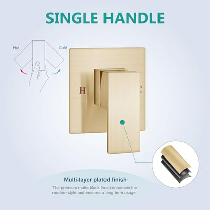 Wall Mount Bathroom Faucet, Waterfall Tub Filler, Brushed Gold | SUS304 Waterfall Spout, Rough-In Valve, Single-Handle Control, 1/2-Inch NPT, Flexible Handle Placement - color: Brushed Gold