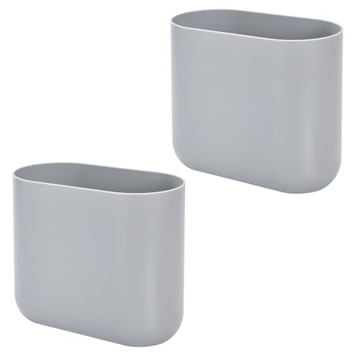 iDesign Small Slim Plastic Bathroom Trash Can, 2-Pack, Gray | Bedroom, Office, Desk, Dorm - color: Gray, style: Pack of 2