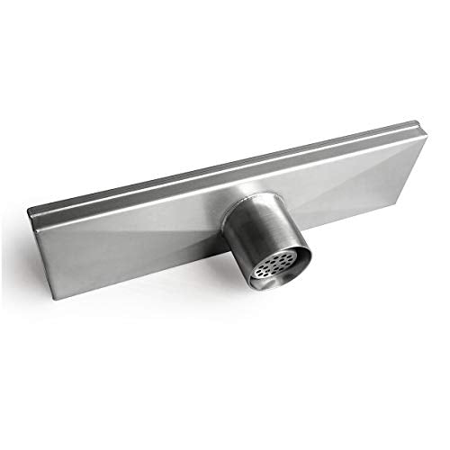 Neodrain 12" Brushed Linear Shower Drain,2-in-1 Flat& Tile Insert Cover | 304 Stainless Steel,Fast Drainage, Durable,Rectangle Shower Floor Drain with Adjustable Feet,Hair Strainer,Fits Bathrooms - color: Stainless Steel, size: 12 In