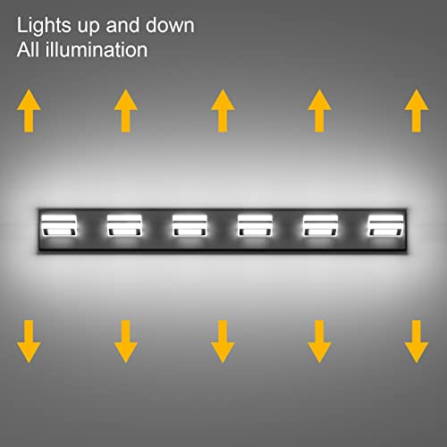 Ralbay Modern Black Bathroom Light Fixtures 6 Lights Up and Down Modern LED Bathroom Vanity Lights Over Mirror Acrylic Rotatable Matte Black Bath Wall Lighting - color: Black, size: 6 Light