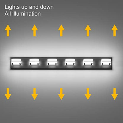 Ralbay Modern Black Bathroom Light Fixtures 6 Lights Up and Down Modern LED Bathroom Vanity Lights Over Mirror Acrylic Rotatable Matte Black Bath Wall Lighting - color: Black, size: 6 Light