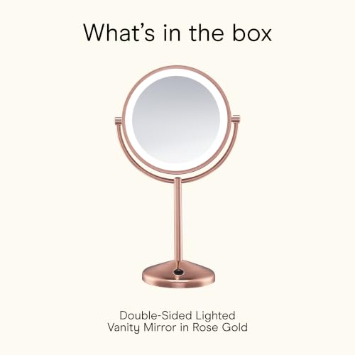 Conair Lighted Makeup Mirror, LED Vanity Mirror, 1X/10X Magnifying Mirror, Double Sided, Battery Operated in Rose Gold - style: Rose Gold 1X/10X Magnification