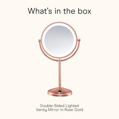 Conair Lighted Makeup Mirror, LED Vanity Mirror, 1X/10X Magnifying Mirror, Double Sided, Battery Operated in Rose Gold - style: Rose Gold 1X/10X Magnification