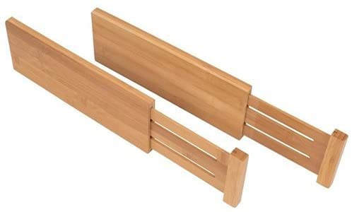 6-Pack Drawer Dividers 2.6-Inch High Dresser Drawer Organizer 16 to 22 Inch | Bamboo, Spring Loaded, No Tools Needed, Fits Wide Drawers for Socks, Clothes, Utensils, Bedroom, Bathroom, Kitchen, Office - color: Bamboo