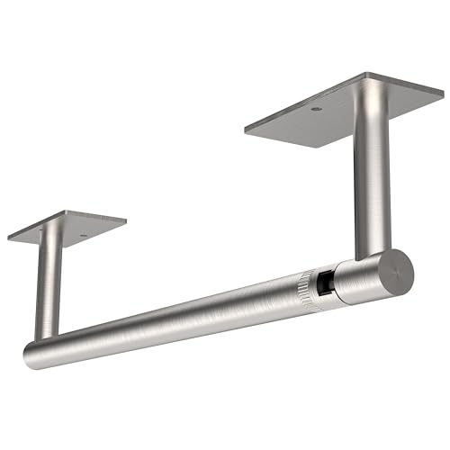 RUACQ Paper Towel Holder Under Cabinet, Wall Mounted or Adhesive Stainless Steel Paper Towel Holder,Square Base Paper Towel Rack for Kitchen, RV, Bathroom (Sliver) - color: Sliver, size: Standard - Rectangle