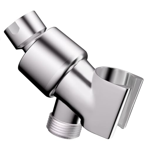 Shower Head Holder for Hand Held Showerheads, Adjustable Shower Arm Mount with Swivel Ball Joint, Premium ABS Bracket, Connect Shower Arm and Shower Hose (Chrome) - color: ABS with Metal Ball - Chrome