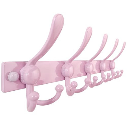 Coat Rack Wall Mount, Heavy Duty 12-Gauge Base vs Flimsy 1mm, Double-Thick Solid Anti-Snap Hooks, 16” Stud-Mount, Stainless Steel Hanger for Clothes Hat Entryway Closet Mudroom, Pink - color: Pink, size: L=17" (1pcs)