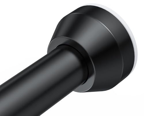 TEECK Shower Curtain Rod, 32-79 inch Adjustable Tension Spring, Shower Curtain Rod Tension, Anti-Slip, No Drilling, No Rust, for Bathroom, Matte Black - color: Matte Black, size: 32-79 Inches