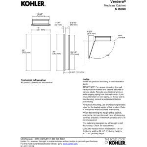 Kohler Verdera 15 in. W x 30 in. H Recessed Medicine Cabinet in Anodized Aluminum - size: 15" W x 30" H, style: Standard