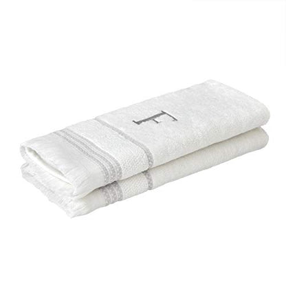 SKL Home Casual Monogram Hand Towel Set, F, 16x26, White 2 Count - color: Casual Monogram Hand Towel Set, size: Hand Towel Set, style: F