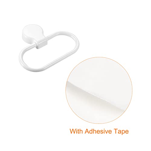 HARFINGTON Wall Mounted Oval Towel Ring ABS Hanging Holder Self-Adhesive for Bathroom Kitchen Accessories, White - color: White