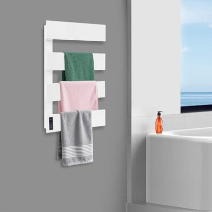 Wall-Mounted Electric Towel Heater, 18" W × 30" H Heated Towel Rack with Smart LED Control, Towel Warmer with Built-in Timer & Temperature for Bathroom (White) - color: White