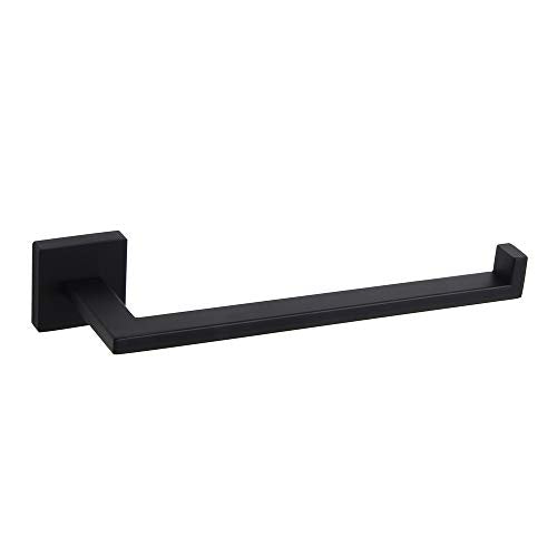 GERZWY Modern Black Towel Holder SUS304 Stainless Steel Towel Hanger Towel Ring for Bathroom Lavatory Wall Mount Contemporary Style IG1806-BK - color: Black