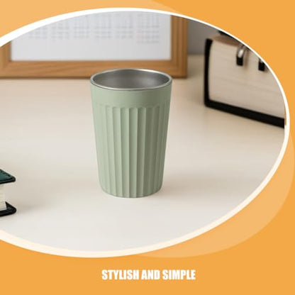 DOITOOL Toothbrush Holder Cup 350ml Stainless Steel Green Bathroom Tumbler Mouthwash Rinsing Cup Sturdy for Home Office School