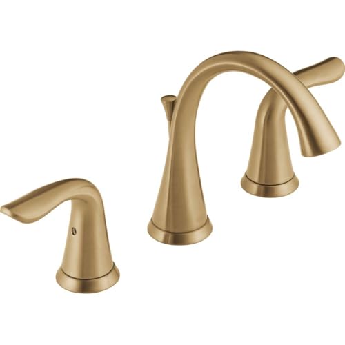 Delta Lahara Brushed Gold Bathroom Faucet 3 Hole, 8 Inch Widespread Bathroom Sink Faucet for Vanity, Metal Push-Pop Drain Assembly, Champagne Bronze 3538-CZMPU-DST - color: Champagne Bronze