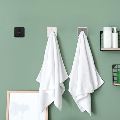 HARFINGTON 3pcs Self Adhesive Hooks Waterproof ABS Silicone Shower Robe Towel Wall Hooks Adhesive Push Dish Towel Hooks Without Drill for Bathroom Kitchen Washroom Home, White - color: White